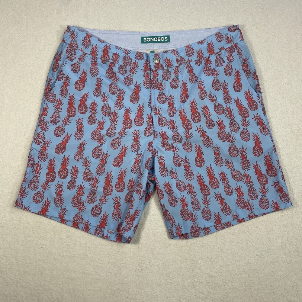 Bonobos Banzai Men's Pineapple Blue Swim Trunks Size 33